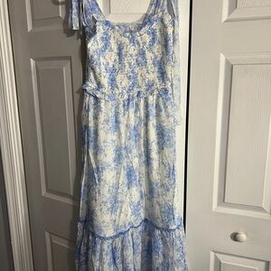 Blu Pepper Blue and White Maxi Dress